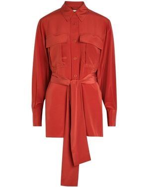 JOSEPH Pointed Collar Long-Sleeved Shirt - Red