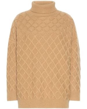 Max Mara Oversized Diamond Wool And Cashmere Sweater - Natural