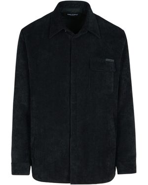 Dolce & Gabbana Logo Plaque Velvet Shirt - Black