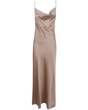D.exterior Draped Long Dress - Natural