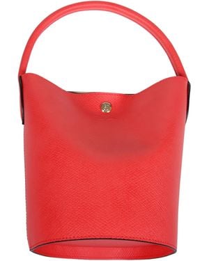 Longchamp Épure Logo Embossed Small Bucket Bag - Red