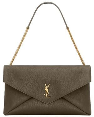 Saint Laurent Cassandre Xxl Envelope Pouch - Metallic