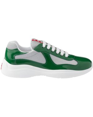 Prada Patent Leather And Technical Fabric America's Cup Trainers - Green