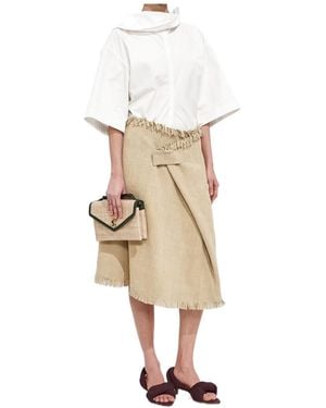 Bottega Veneta Mini Intreccio Suede Leather Skirt - Natural