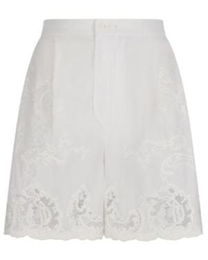 Ermanno Scervino Embroidered Lace-Trimmed Shorts - White