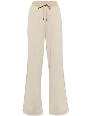 Lorena Antoniazzi Cotton-Blend Track Trousers - Natural