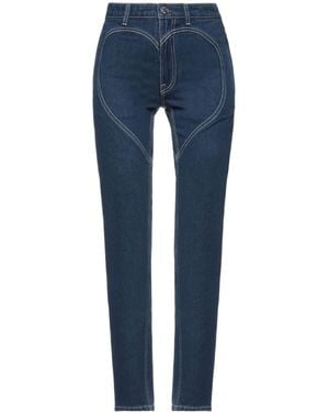 Burberry Solid Color Straight Leg Pants - Blue