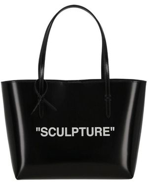 Off-White c/o Virgil Abloh Slogan Printed Top Handle Bag - Black