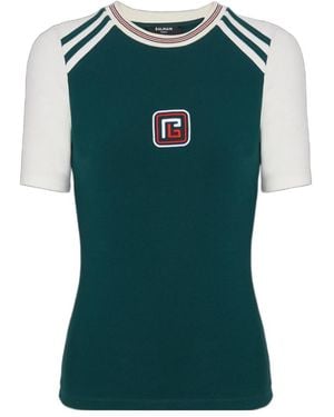 Balmain Pb Embroidered T-Shirt - Green
