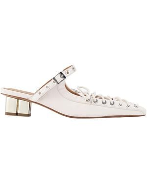 Ganni Eco Leather Heeled Mules - White
