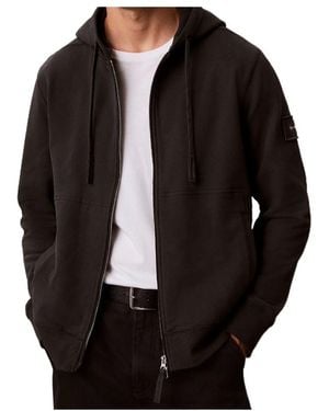 Calvin Klein Cotton Terry Badge Zip Hoodie - Black