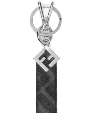 Fendi Ff Squared Key Ring - White