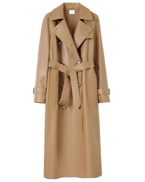 Burberry Waterloo Leather Trench Coat - Natural
