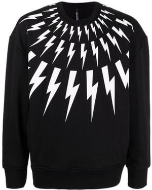 Neil Barrett Thunderbolt Pattern Print Sweatshirt - Black