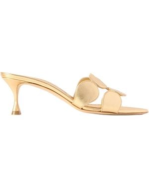 Manolo Blahnik Round Toe High Heel Sandals - Natural