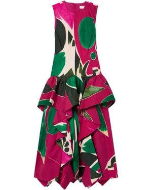 Ulla Johnson Lee Krasner Mural Draped Printed Cotton-Poplin Gown - Pink