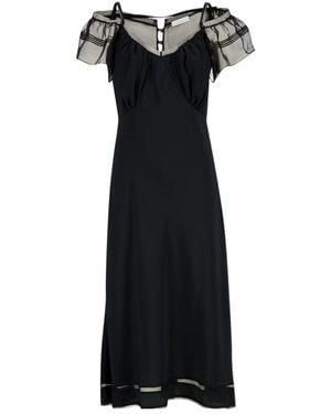 Rabanne Mesh-Panelled Cold-Shoulder Midi Dress - Black