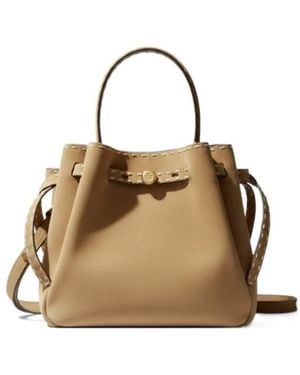 Tory Burch Romy Stitch-Trim Bucket Bag - Natural