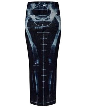 Jean Paul Gaultier Skeleton Maxi Skirt - Blue