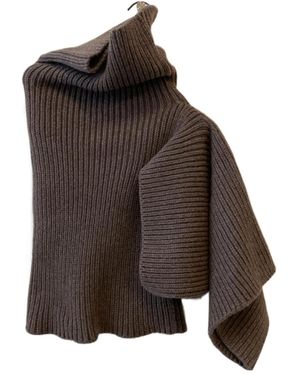 Rick Owens Turtleneck Ribbed Knit Top - Brown