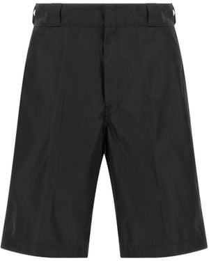 Prada Logo Plaque Bermuda Shorts - Black