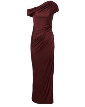 Galvan London Asymmetric Draped Jersey Maxi Dress - Red