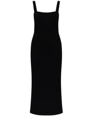 Helmut Lang Ribbed Asymmetric Maxi Dress - Black
