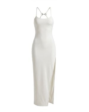 Gucci Long Silk Dress With Crystal Horsebit - White