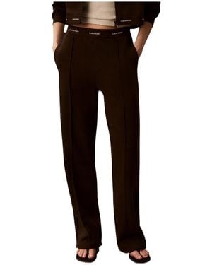Calvin Klein Logo-Waistband Pintuck-Detail Track Trousers - Black