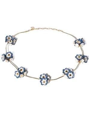 Miu Miu Metal And Leather Necklace - White
