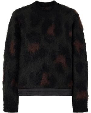 Sacai Leopard-Print Mohair-Blend Jumper - Black