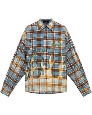 Amiri Oversized Checked Logo Shirt - Blue