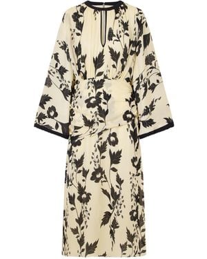 Johanna Ortiz Floral-Print Silk-Georgette Midi Dress - Natural