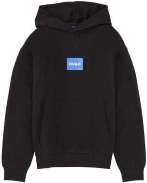 BOSS Logo-Patch Hooded Sweatshirt - Blue
