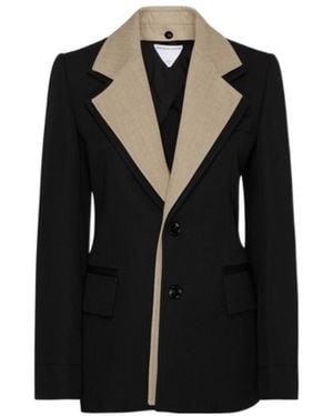 Bottega Veneta Single-Breasted Long-Sleeved Suit Jacket - Black