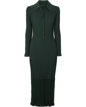 Proenza Schouler Luiza Ribbed-Knit Midi Shirt Dress - Green
