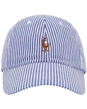 Polo Ralph Lauren Seersucker Striped Ball Cap - Blue