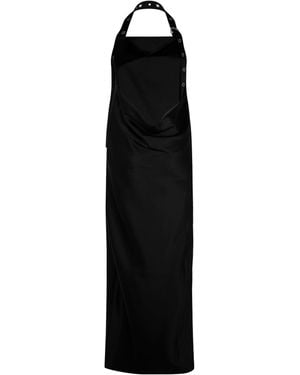 Off-White c/o Virgil Abloh Belted Satin Halter Neck Evening Maxi Dress - Black