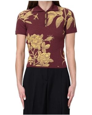 Moschino Floral Pattern Knit Polo Shirt - Black