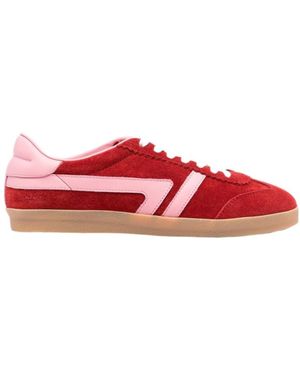 Closed Suede Panelled Trainers - Red