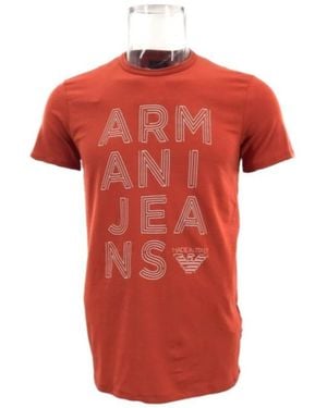 Armani Jeans Round-Necked Logo T-Shirt - Red