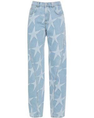 Mugler Star-Print Low-Rise Tapered Jeans - Blue