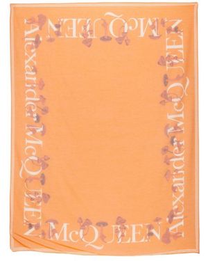 McQueen Logo Printed Scarf - Orange