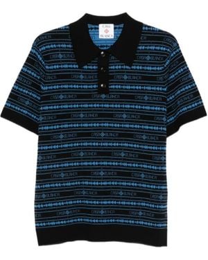 CASABLANCA Branded Striped Polo Shirt - Blue
