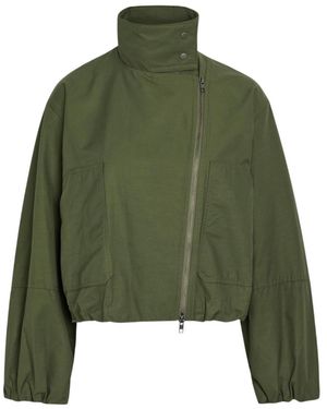 Vince Sculpted Cotton-Blend Poplin Jacket - Green
