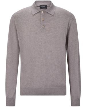 Brioni Long-Sleeve Polo Shirt - Grey