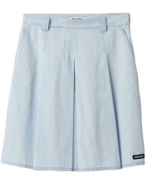 Miu Miu Pleated Chambray Skirt - Blue