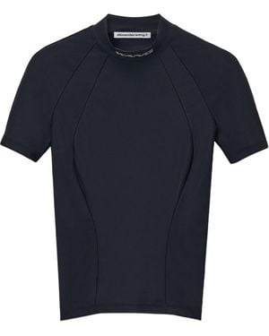 T By Alexander Wang Alexander Wang Logo Detailed Mockneck T-Shirt - Blue