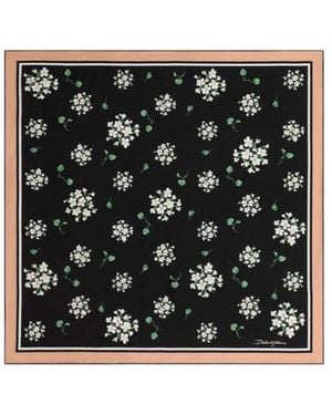 Dolce & Gabbana 70X70 Geranium-Print Silk Twill Scarf - Black