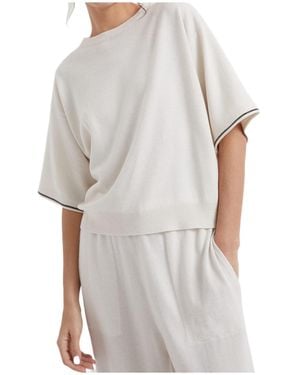 Brunello Cucinelli Monili-Trim Knitted Top - Gray